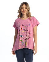 "Gardenia" Mineral Washed Raglan Short-Sleeve Top - M115-1821 - Sizes S & M