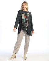 "Poem" Mineral Washed Asymmetric Hem Cotton Slub Top - M119-2024