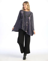 "Staccato" Mineral Washed Asymmetric Hem Cotton Slub Top - M119-2038