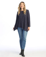 Mineral Washed Asymmetric Hem Cotton Slub Top - M119