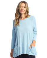 Solid Mineral Washed Patch Pocket Tunic Top - M12