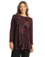 "Forget Me Not" Mineral Washed Faux Wrap with Wavy Contrast Tunic Top - M122-2151