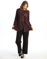 "Forget Me Not" Mineral Washed Faux Wrap with Wavy Contrast Tunic Top - M122-2151