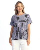 Mineral Washed Short Sleeve w/ Fat Rib Contrast and Pocket Tunic Top - M124
