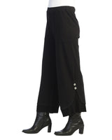 Mineral Washed Wide Leg Pant w/ Rib Contrast and Button Accent- M125