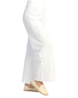 Mineral Washed Wide Leg Pant w/ Rib Contrast and Button Accent- M125