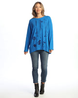 "Oceana" Mineral Washed Tunic Top w/ Slub Rib Contrast- M128-2150