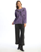 "Safari" Mineral Washed Tunic Top w/ Slub Rib Contrast- M128-2157