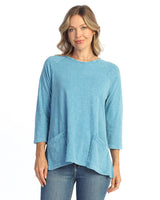 Solid Mineral Washed Patch Pocket Tunic Top - M12