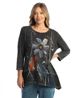 "Jazzy" Abstract Print Mineral Washed Tunic - M54-2154