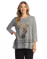 Jess & Jane Floral Print Layered Tunic Top - M66