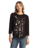 “Marisol” Cotton Baby Rib Three Quarter Sleeve Tunic Top - M80-2161