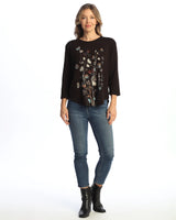 “Marisol” Cotton Baby Rib Three Quarter Sleeve Tunic Top - M80-2161