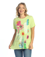 “Madison" Abstract Print Layered Short Sleeve Top - M82-2108 - Sizes S & M