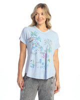 “Caribe" Tie-Dye Print Short Sleeve Top - M91-2000 - Sizes 1X & 2X