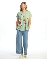 “Chloe" Tie-Dye Print Short Sleeve Top - M91-2088 - Size 1X