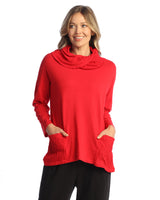 Mineral Washed Cowl Neck Tunic Top - M99