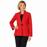 Tonal Jacquard One-Button Jacket in Red - MJ6019-RD