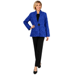Tonal Jacquard One-Button Jacket in Blue - MJ6019-BLU