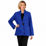 Tonal Jacquard One-Button Jacket in Blue - MJ6019-BLU