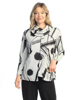 "Bimba" French Brush Turtleneck Tunic Top with Pocket - NB3-1501 - Plus Sizes