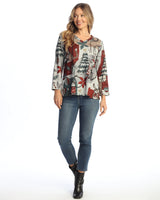 "Starlight" Novelty Brush V-Neck Top - NB4-2126