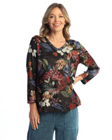 "Juliette" Novelty Brush V-Neck Top - NB4-2141