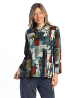 Novelty Brush Gathered Neck Top - NB6-