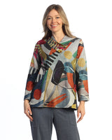 Novelty Brush Gathered Neck Top - NB6-