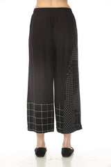 Mixed Check-Print Pull-On Crop Pant - P4210