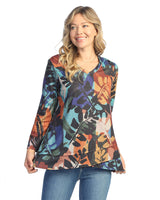 "Rainforest" V-Neck Top with Tulip Hem - PS6-1960