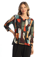 V-Neck Top with Tulip Hem - PS7