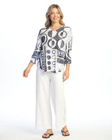 Jess & Jane "Dottie" Rayon Burnout Crushed V-Neck Round Hem Top - RC3-2066