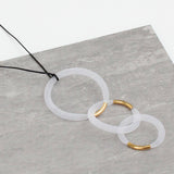 White and Gold Mesh Pendant Necklace