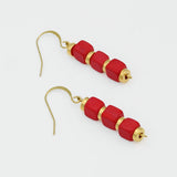Red Zuba Cube Earring