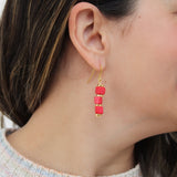 Red Zuba Cube Earring