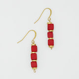 Red Zuba Cube Earring