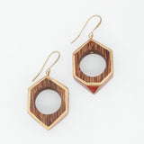 Orange Geo Hexagon Earring