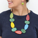 Multi Color Mirelle Wood Statement Necklace