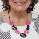 Black and Fuchsia Vera Adjustable Necklace