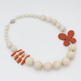 Peach and White Flutter Statement Necklace