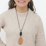 Ebony Drift Oval Pendant Necklace