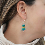 Teal and Yellow Stacked Dangle Earring