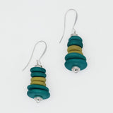 Teal and Yellow Stacked Dangle Earring