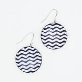 Black and White Wavy Resin Disc Earrings