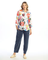 "Estella" Button Down Shirt with 3/4 Cuff Sleeve - SG1-2073