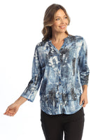 "Mariposa" Mandarin Collar Button Down Shirt - SG2-1975