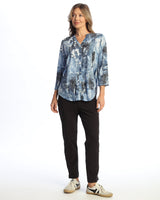 "Mariposa" Mandarin Collar Button Down Shirt - SG2-1975