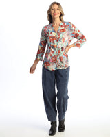 "Prima" Mandarin Collar Button Down Shirt - SG2-2124