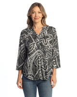 "Art Deco" Mandarin Collar Button Down Shirt - SG2-2139